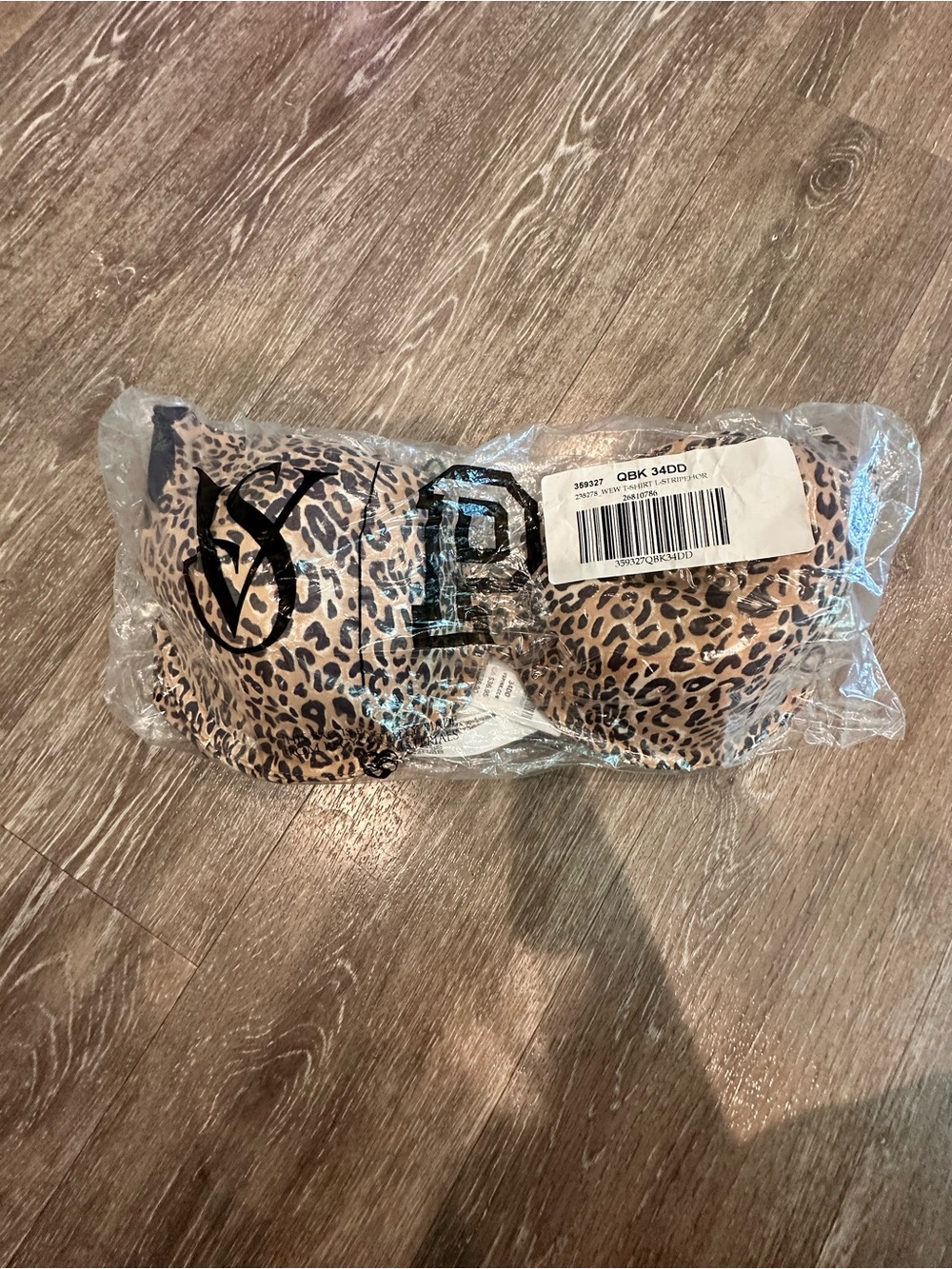 PINK Victoria's Secret Leopard Print T-Shirt Bra in Tan and Black 34 DD
